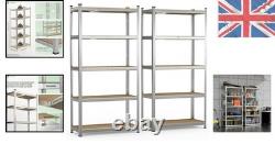 Sturdy Metal Storage Racking Adjustable 5-Tier Shelves, Set of 2, 875kg Load
