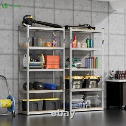 Sturdy Metal Storage Racking Adjustable 5-Tier Shelves, Set of 2, 875kg Load