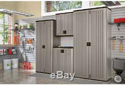 Suncast Garage Storage Cabinet Heavy Duty Double Door Tool Organizer Shelf Resin