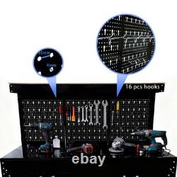 SwitZer Heavy Duty Metal Workbench Garage Table Pegboard Shelf Drawer Workshop