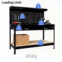 SwitZer Heavy Duty Metal Workbench Garage Table Pegboard Shelf Drawer Workshop