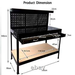 SwitZer Heavy Duty Metal Workbench Garage Table Pegboard Shelf Drawer Workshop