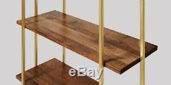 Swoon Etna Living-room Six Shelves Shelving Unit Mango Wood & Metallic