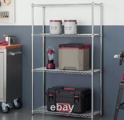 TRINITY EcoStorage 4 Tier Chrome Metal Shelving Storage Rack Heavy Duty 635kg