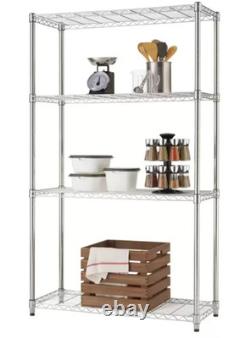 TRINITY EcoStorage 4 Tier Chrome Metal Shelving Storage Rack Heavy Duty 635kg