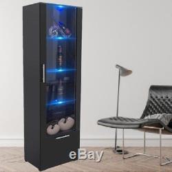 Tall 192cm LED Display Storage Cabinet Unit Heavy Duty Glass Shelve Furniture