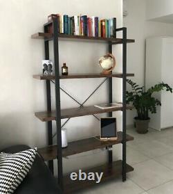 Tall Industrial Bookcase Heavy Duty Shelving Storage Unit Room Divider Rustic