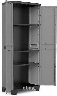 Tall Plastic Cupboard Storage Outdoor Garden Shelves Utility Cabinet Box