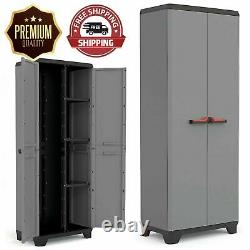 Tall Plastic Cupboard Storage Outdoor Garden Shelves Utility Cabinet Box New