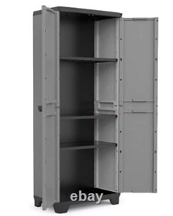 Tall Plastic Cupboard Storage Outdoor Garden Shelves Utility Cabinet Box UK N
