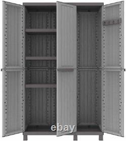 Tall Plastic Ratan Cupboard Shelves Outdoor Garden Storage High Cabinet Shed Box