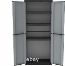 Tall Plastic Storage Cupboard Shelves Garden Outdoor Garage Tool Shed Box