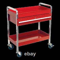 Tool Storage Heavy Duty Sealey Garage Trolley Workshop 2 Tier Wheel Cart Shelf
