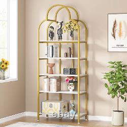 Tribesigns Bookshelf, Modern 5-Tier Gold Bookcase with Open Storage Shelves