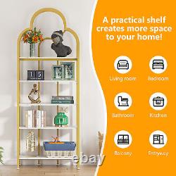 Tribesigns Bookshelf, Modern 5-Tier Gold Bookcase with Open Storage Shelves