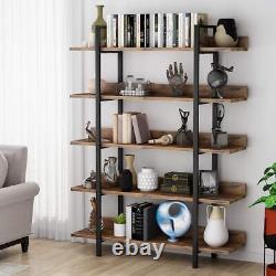 Tribesigns Industrial Wood Bookshelf Bookcase Wood Storage Shelves Heavy Dudy