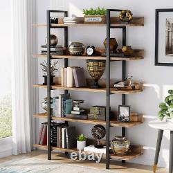 Tribesigns Industrial Wood Bookshelf Bookcase Wood Storage Shelves Heavy Dudy