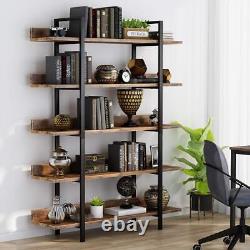 Tribesigns Industrial Wood Bookshelf Bookcase Wood Storage Shelves Heavy Dudy