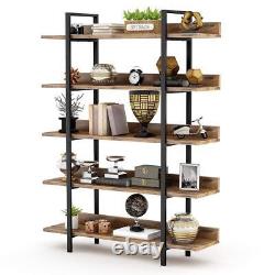 Tribesigns Industrial Wood Bookshelf Bookcase Wood Storage Shelves Heavy Dudy