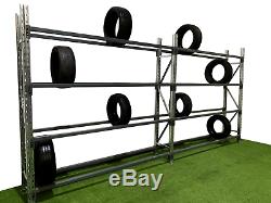 Tyre bay shelving, tyre racking, Heavy duty, 1 6 bays complete with 4 levels
