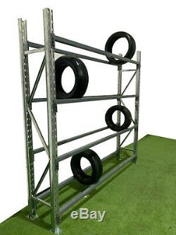 Tyre bay shelving, tyre racking, Heavy duty, 1 6 bays complete with 4 levels