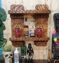 Unique Chainsaw Carved Solid Wood Tiki Shelves for Garden/Bar/Home/Mancave UK