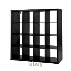 Unit Display 16 Cube Bookshelf Storage Bookcase Shelves Holder Home Office Black