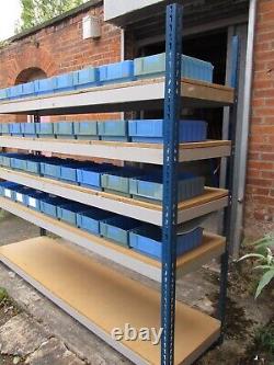 Used Heavy Duty Shelving with 45 SSI Shaefer Storage Bins (Dividers Available)