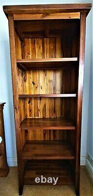 Used Tall Narrow Dark Brown Wooden Book Shelf Unit