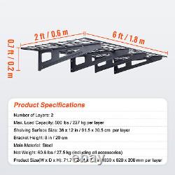 VEVOR 2PCS 4x2 ft Garage Storage Shelving Wall Mounted Heavy Duty Shelves Rack