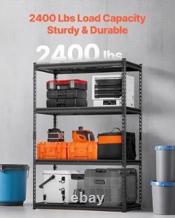 VEVOR 4-Tier Heavy Duty Garage Shelving 2400lb Capacity 20x40x60 inch Black