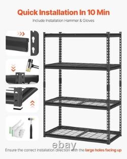 VEVOR 4-Tier Heavy Duty Garage Shelving 2400lb Capacity 20x40x60 inch Black