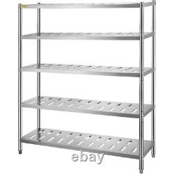 VEVOR Garage Shelf Heavy Duty Shelving 5-Tier 59.1x17.7x70.9 in Stainless Steel