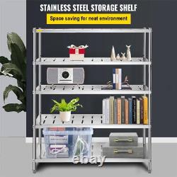 VEVOR Garage Shelf Heavy Duty Shelving 5-Tier 59.1x17.7x70.9 in Stainless Steel