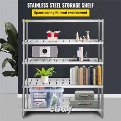 VEVOR Garage Shelf Heavy Duty Shelving 5-Tier 59.1x17.7x70.9 in Stainless Steel