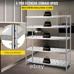 VEVOR Garage Shelf Heavy Duty Shelving 5-Tier 59.1x17.7x70.9 in Stainless Steel
