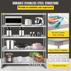VEVOR Garage Shelf Heavy Duty Shelving 5-Tier 59.1x17.7x70.9 in Stainless Steel