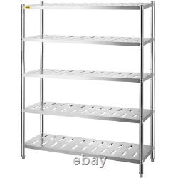 VEVOR Garage Shelf Heavy Duty Shelving 5-Tier 59.1x17.7x70.9 in Stainless Steel