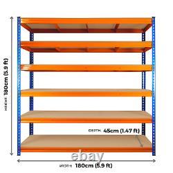 Very Heavy Duty Racking Steel Warehouse Storage Industrial Shelving Units 6 Bays