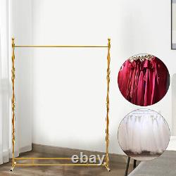 Vintage Clothes Rail Heavy Duty Gold Metal Garment Shelf Hanging Display Stand