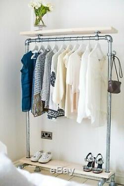 Vintage Industrial Style Clothes Rail with Shelf / Storage Solution