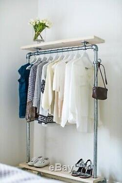 Vintage Industrial Style Clothes Rail with Shelf / Storage Solution