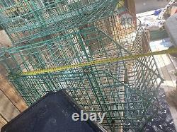 Vintage Large Industrial Metal Wire Wall Shelving Racks Unit Baskets X 4 Green