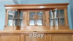 Vintage Light Oak Glazed Chiffonier Library Bookcase Solicitors Cabinet