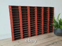 Vintage red Industrial garage wall racking shelves shelving salvage pigeon hole