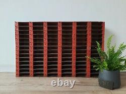 Vintage red Industrial garage wall racking shelves shelving salvage pigeon hole