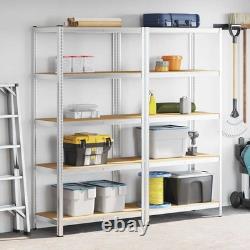 WALPLUS 5-Layer Heavy-Duty Shelves 2 pcs Silver Steel & Engineered Wood WALPLUS 5-Layer Heavy-Duty Shelves 2 pcs Silver Steel & Engineered Wood