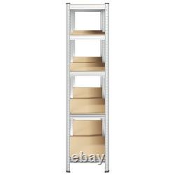 WALPLUS 5-Layer Heavy-Duty Shelves 2 pcs Silver Steel & Engineered Wood