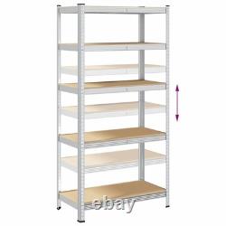 WALPLUS 5-Layer Heavy-Duty Shelves 2 pcs Silver Steel & Engineered Wood