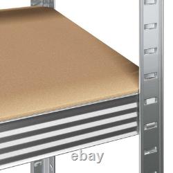 WALPLUS 5-Layer Heavy-Duty Shelves 2 pcs Silver Steel & Engineered Wood